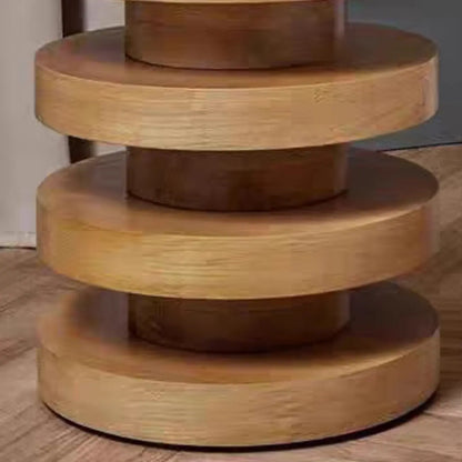 Table d'appoint ronde en bois noir empilé pour salon