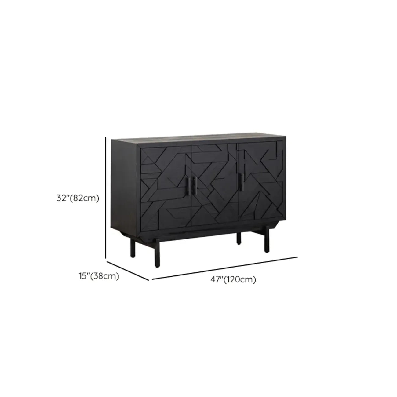 Meuble de cuisine noir rétro autoportant pour salon