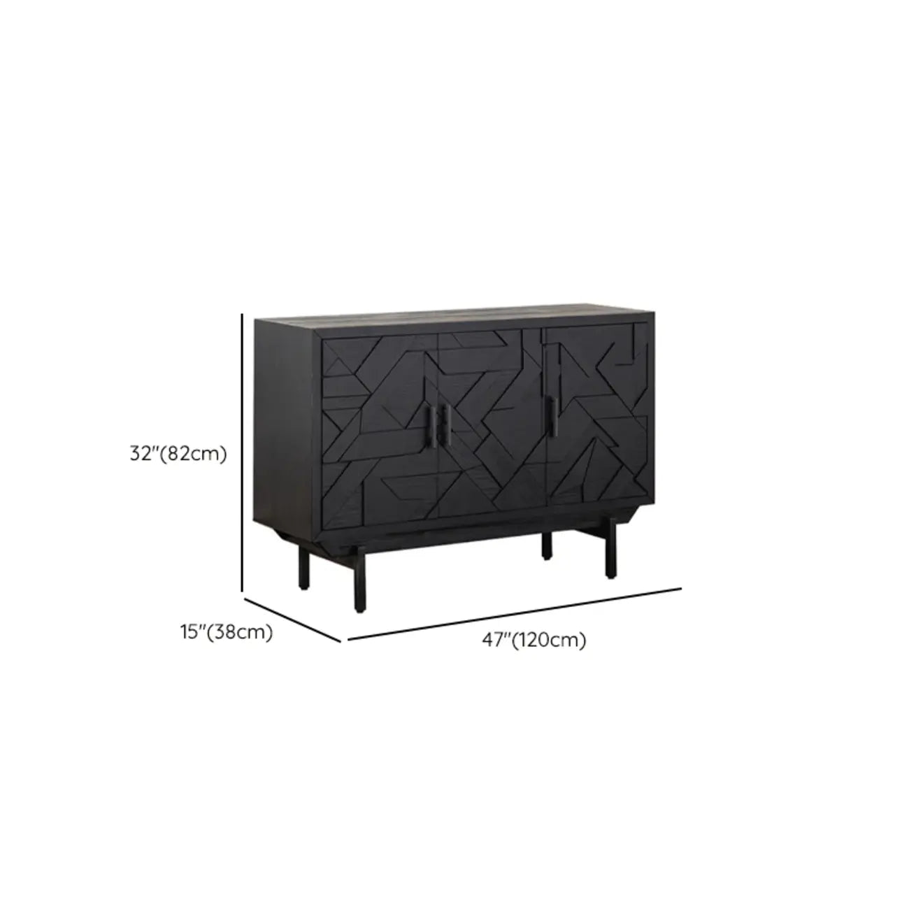 Meuble de cuisine noir rétro autoportant pour salon