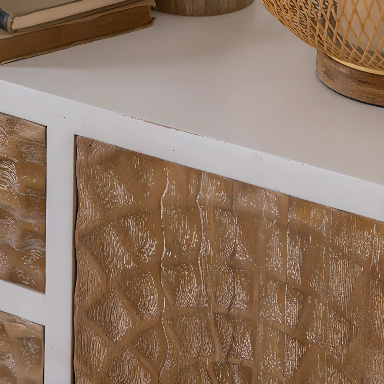 Meuble d'appoint rustique pour salon avec finition naturelle