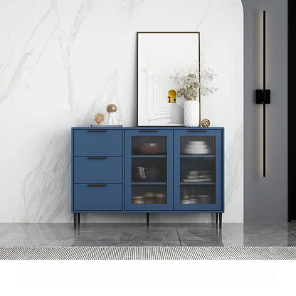 Buffet moderne en bois avec portes et tiroirs en verre