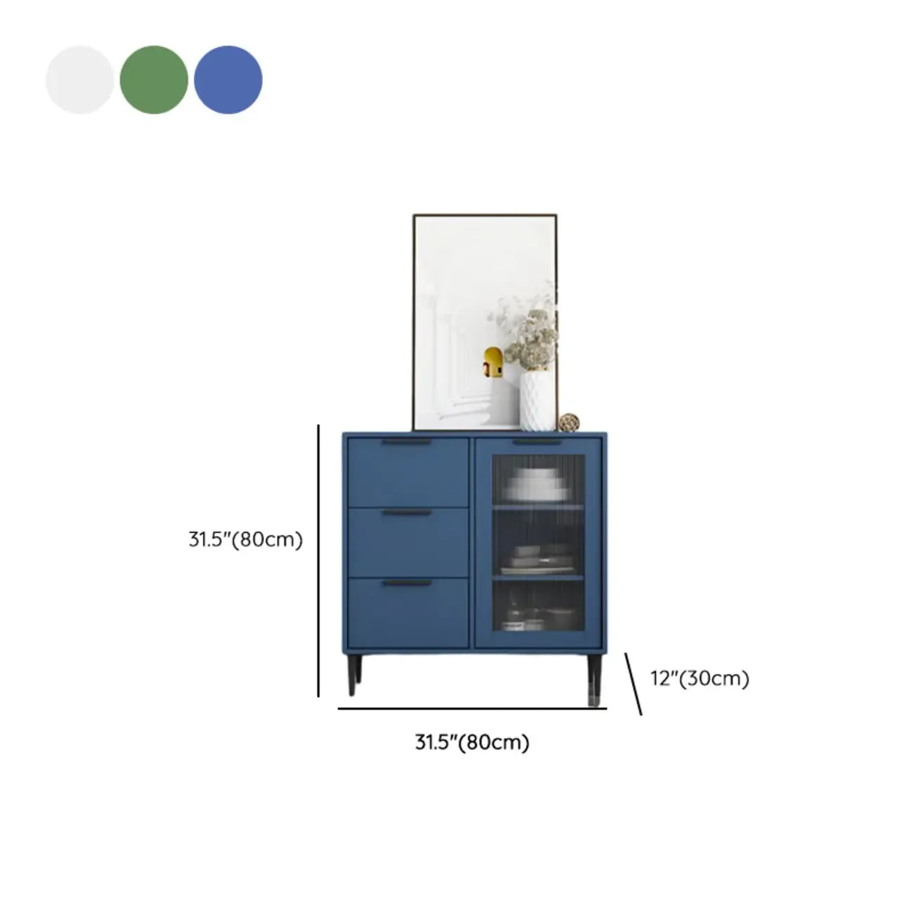 Buffet moderne en bois avec portes et tiroirs en verre