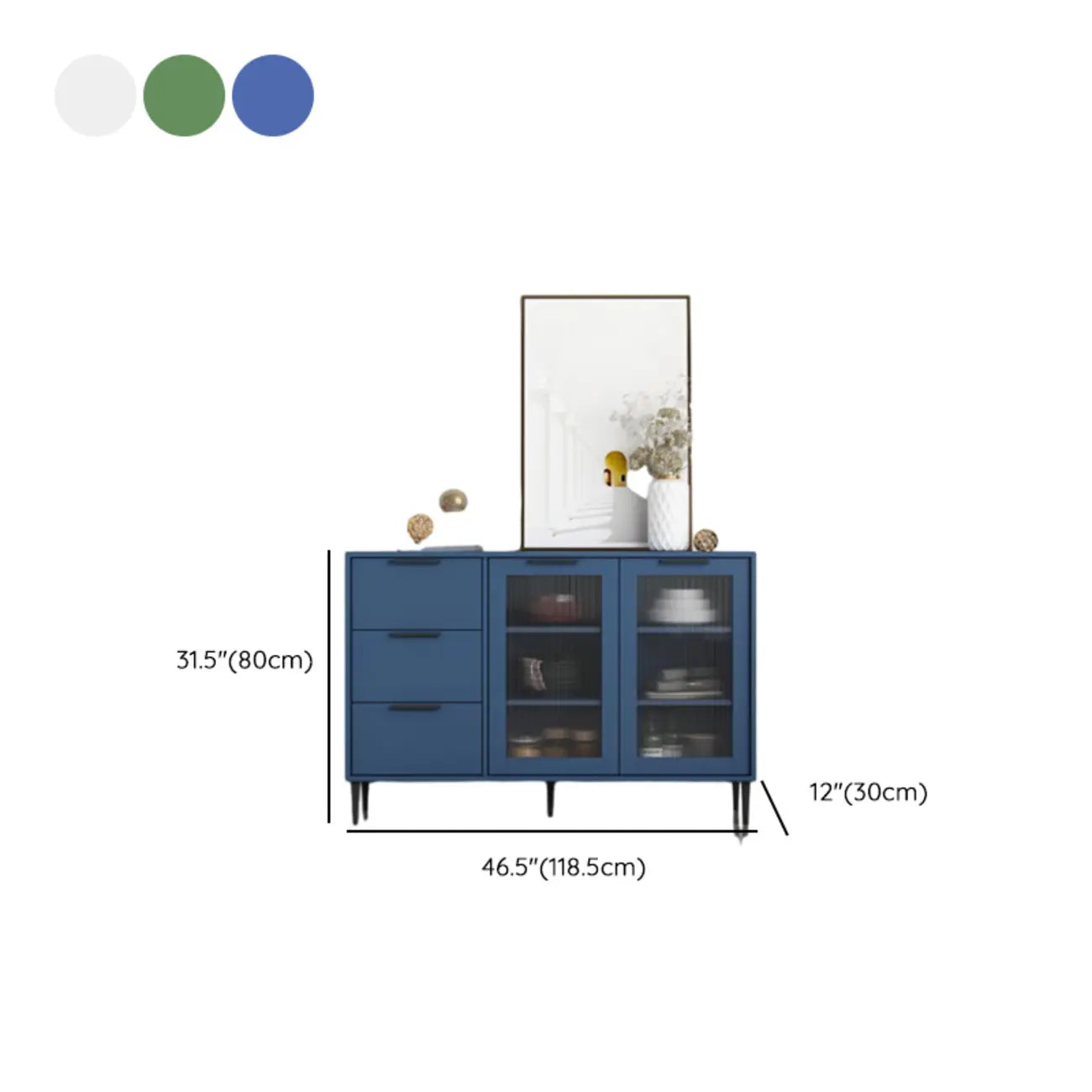 Buffet moderne en bois avec portes et tiroirs en verre