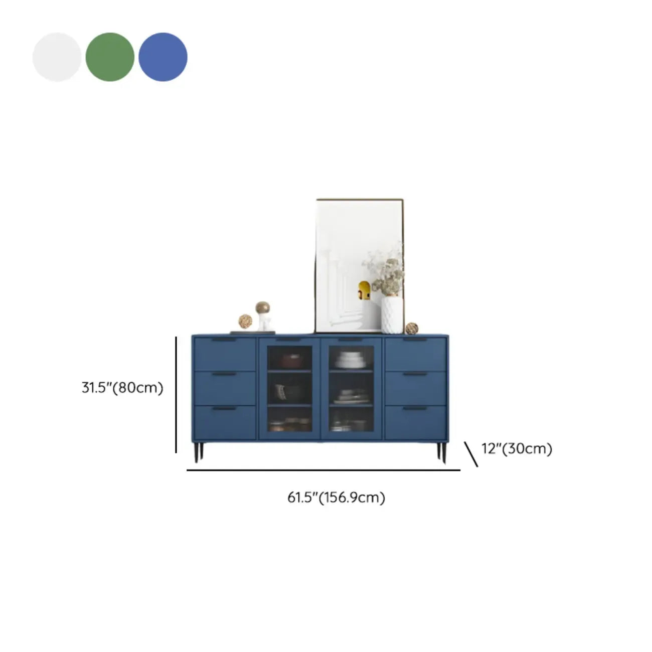 Buffet moderne en bois avec portes et tiroirs en verre