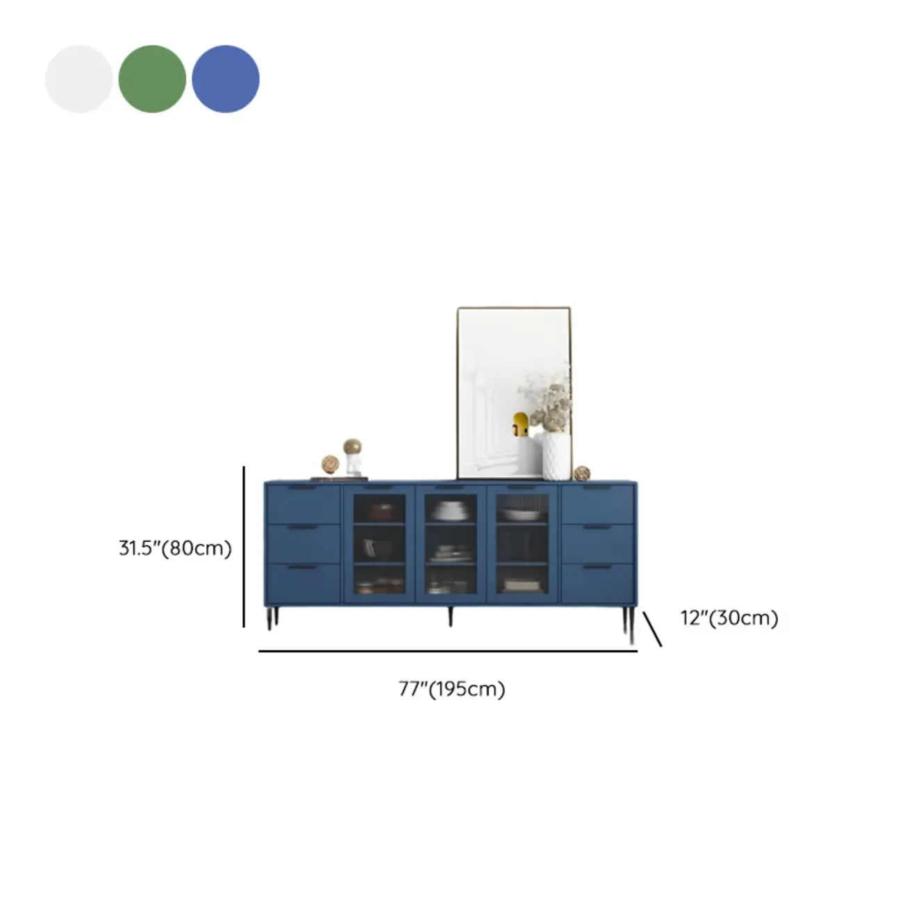 Buffet moderne en bois avec portes et tiroirs en verre