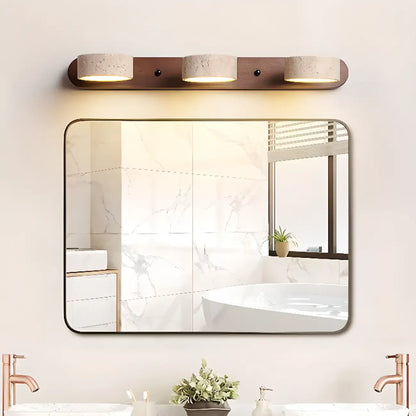 Applique murale cylindrique en pierre à 3 lumières LED pour salle de bain