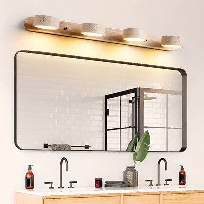 Applique murale cylindrique en pierre à 3 lumières LED pour salle de bain