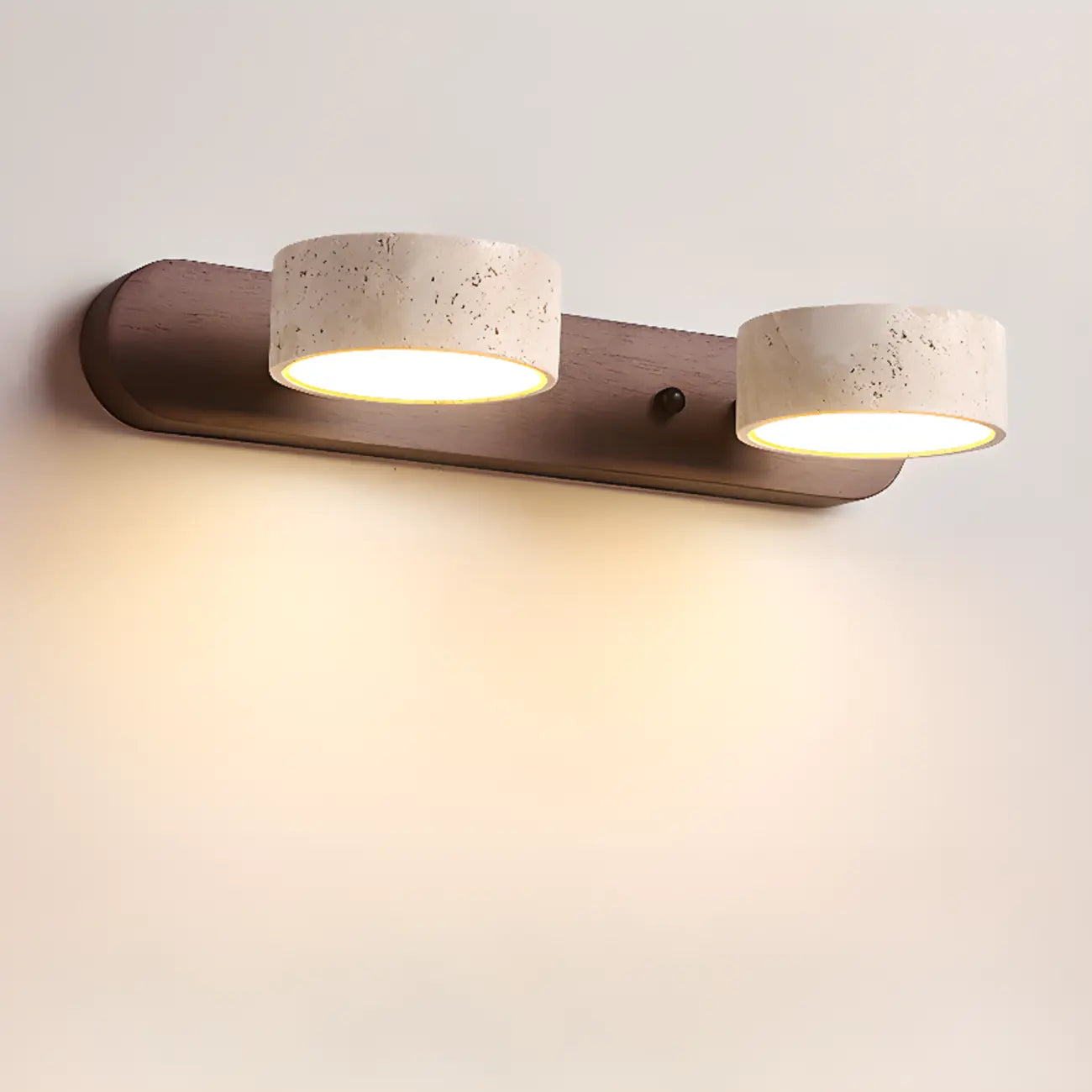 Applique murale cylindrique en pierre à 3 lumières LED pour salle de bain