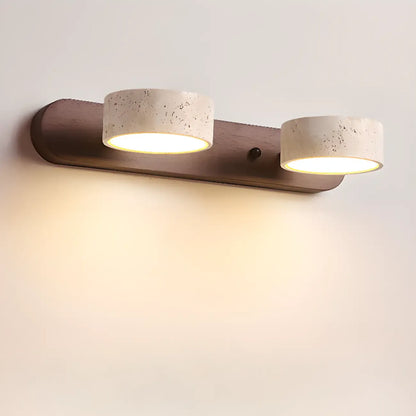 Applique murale cylindrique en pierre à 3 lumières LED pour salle de bain