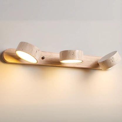 Applique murale cylindrique en pierre à 3 lumières LED pour salle de bain