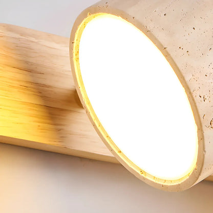 Applique murale cylindrique en pierre à 3 lumières LED pour salle de bain