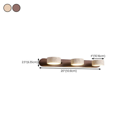 Applique murale cylindrique en pierre à 3 lumières LED pour salle de bain
