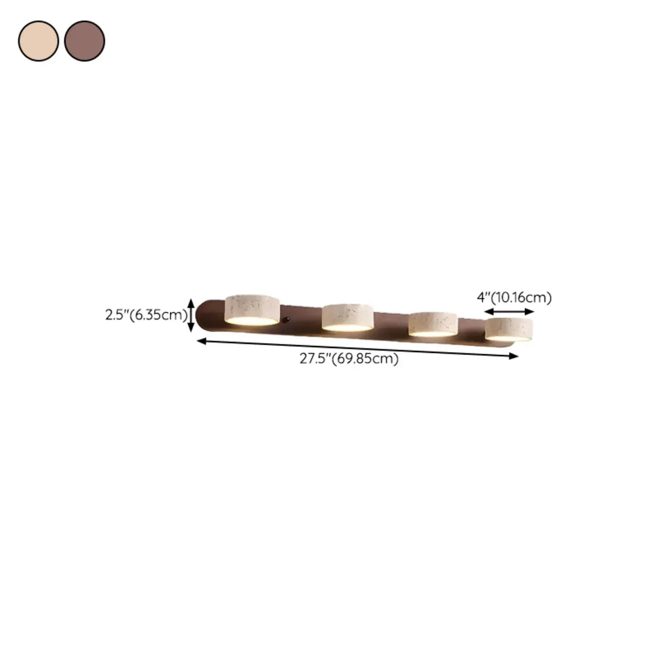 Applique murale cylindrique en pierre à 3 lumières LED pour salle de bain