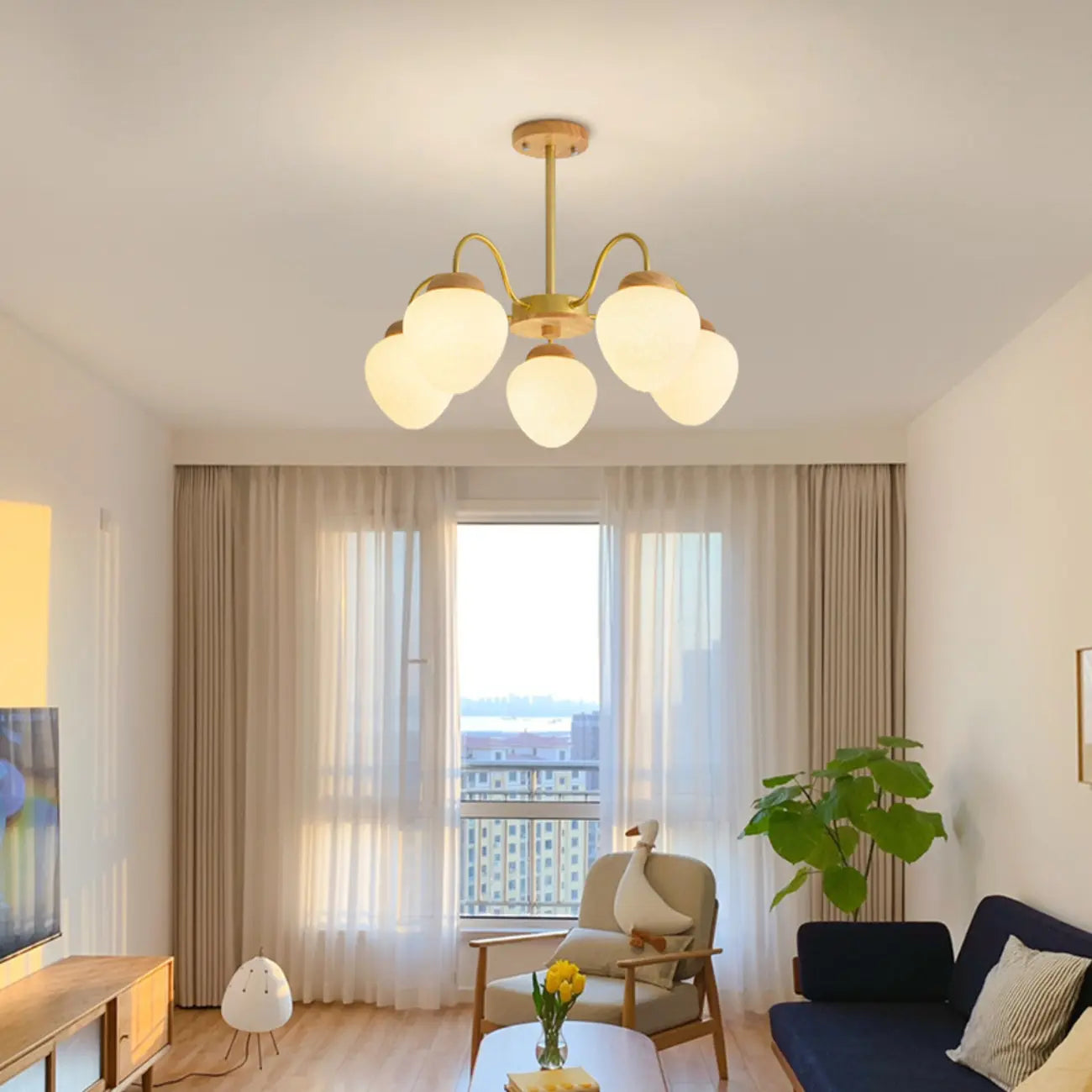 Lustre moderne à 3/5/8 lumières avec globes et abat-jour en verre