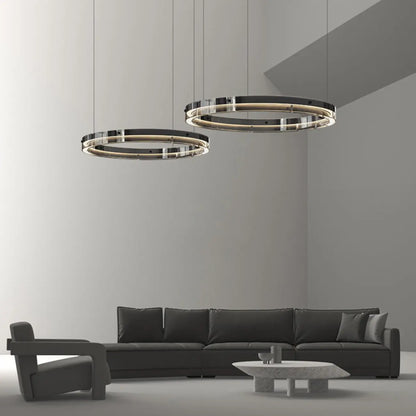Lustre moderne rond en métal à LED, hauteur réglable