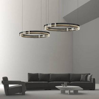 Lustre moderne rond en métal à LED, hauteur réglable