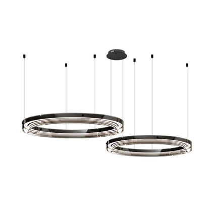 Lustre moderne rond en métal à LED, hauteur réglable