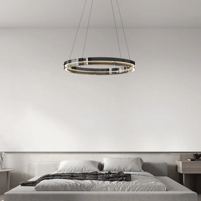 Lustre moderne rond en métal à LED, hauteur réglable