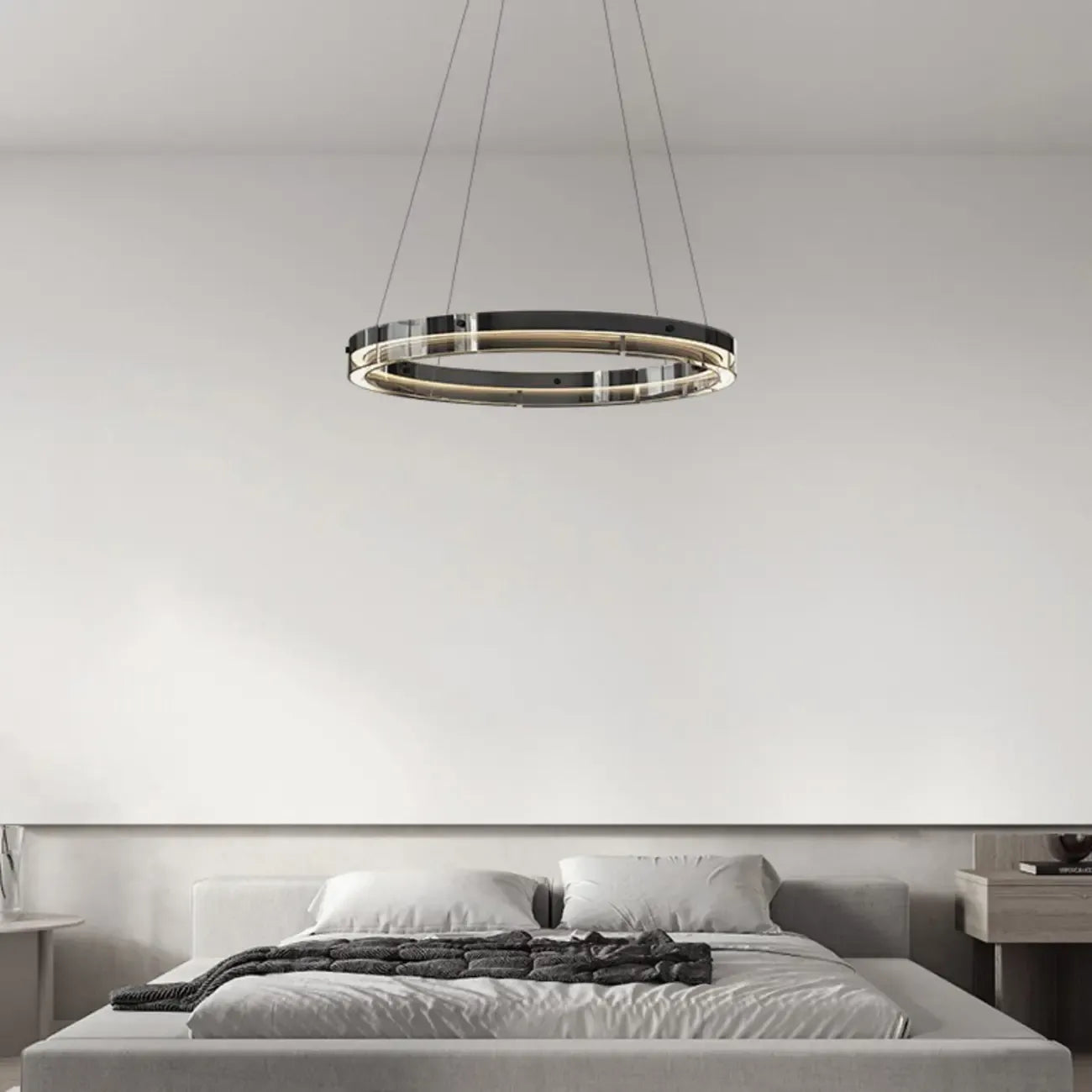 Lustre moderne rond en métal à LED, hauteur réglable