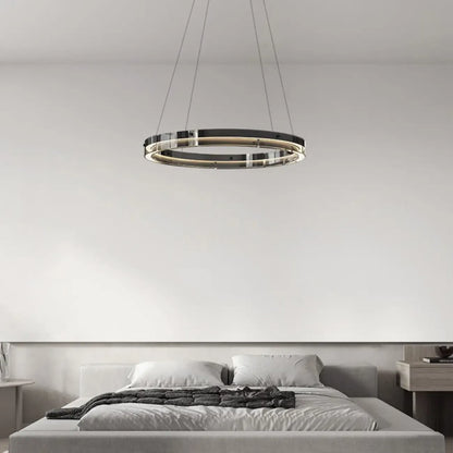 Lustre moderne rond en métal à LED, hauteur réglable