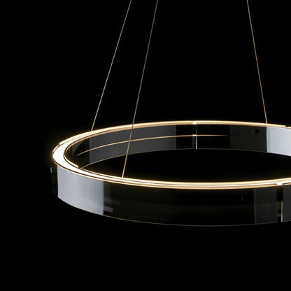 Lustre moderne rond en métal à LED, hauteur réglable