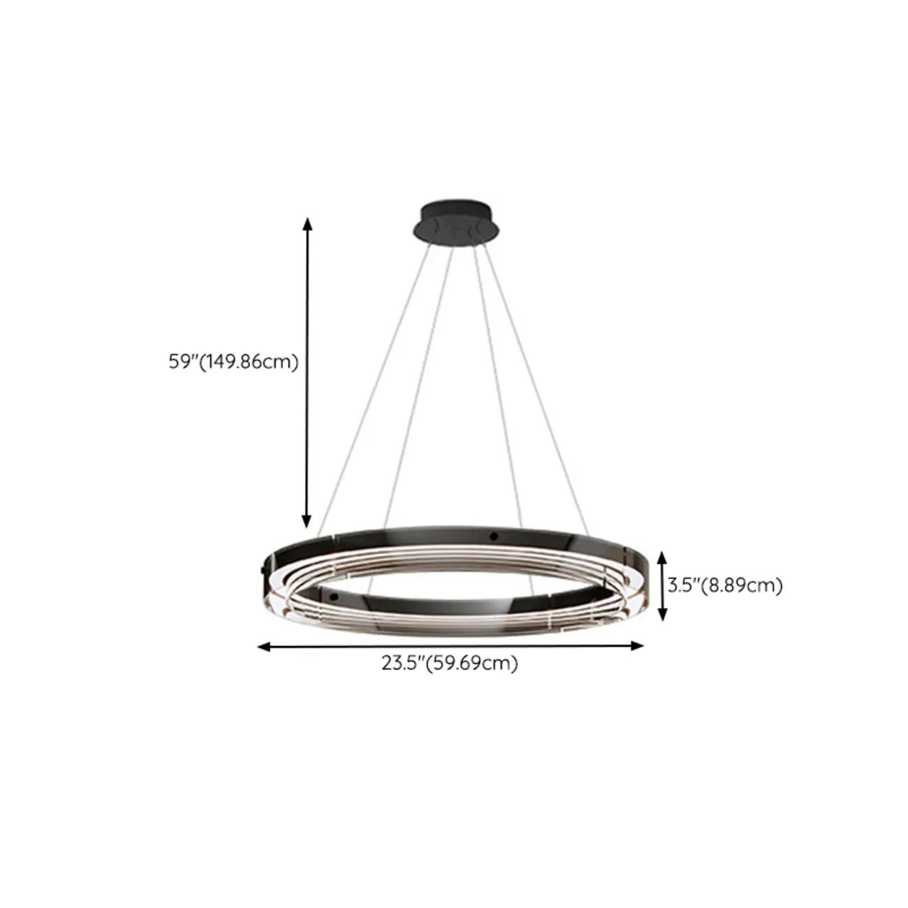 Lustre moderne rond en métal à LED, hauteur réglable