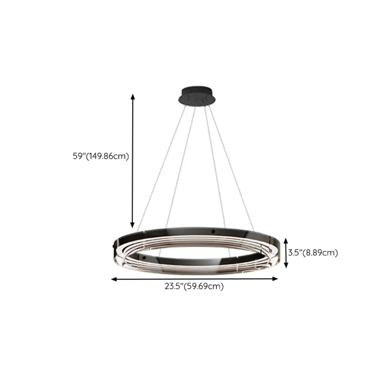 Lustre moderne rond en métal à LED, hauteur réglable