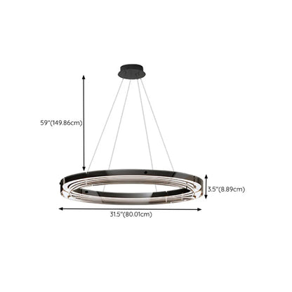 Lustre moderne rond en métal à LED, hauteur réglable