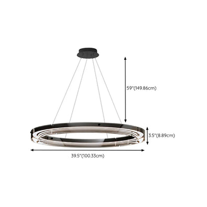 Lustre moderne rond en métal à LED, hauteur réglable