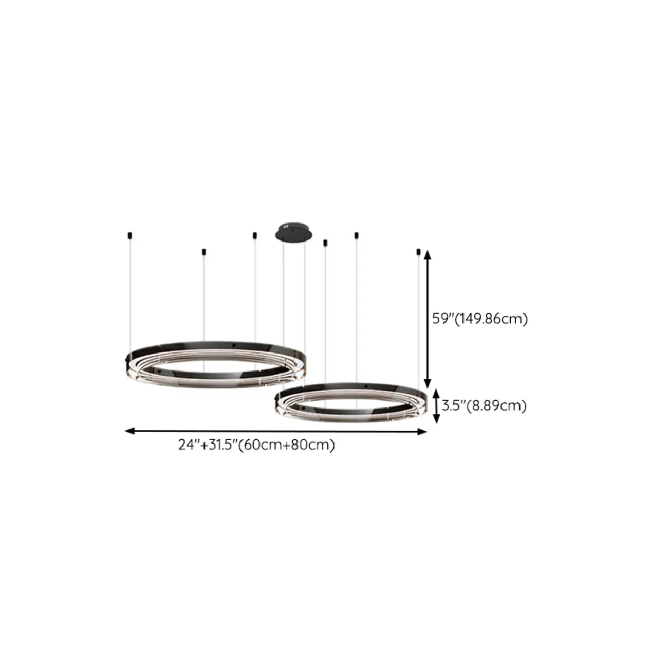 Lustre moderne rond en métal à LED, hauteur réglable