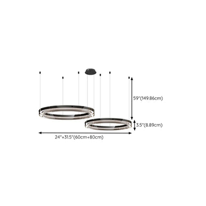 Lustre moderne rond en métal à LED, hauteur réglable