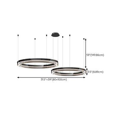 Lustre moderne rond en métal à LED, hauteur réglable