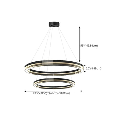 Lustre moderne rond en métal à LED, hauteur réglable