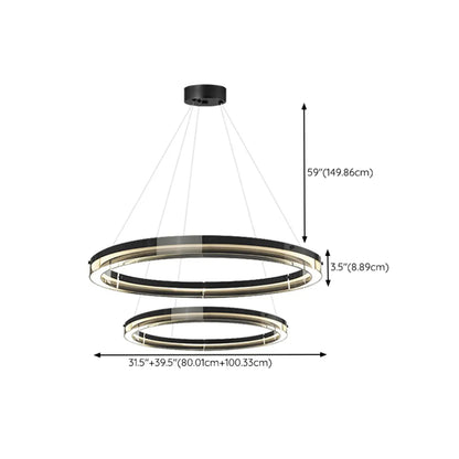 Lustre moderne rond en métal à LED, hauteur réglable