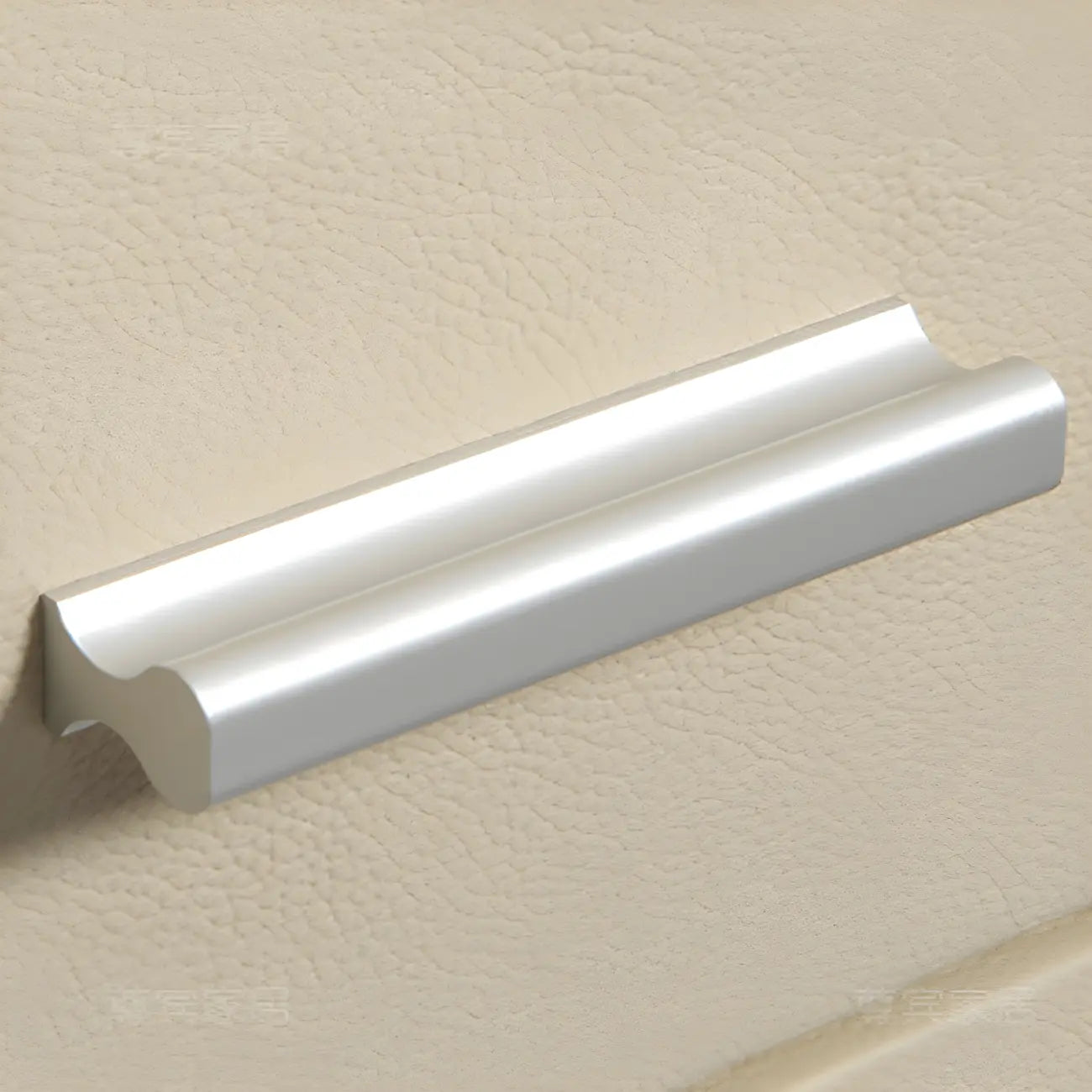 Table de chevet moderne à bords arrondis avec 2 tiroirs en cuir beige