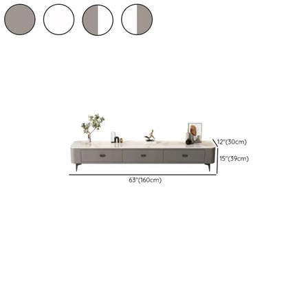 Meuble TV moderne avec plateau en marbre et rangement intégré pour salon