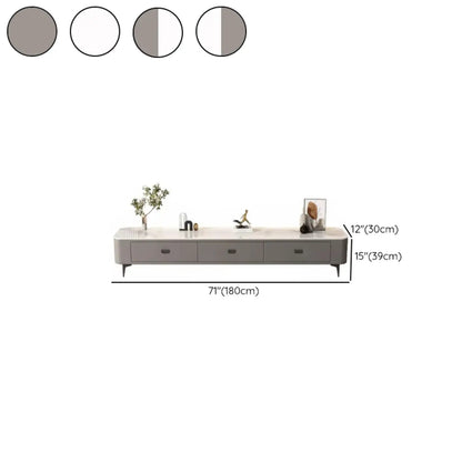 Meuble TV moderne avec plateau en marbre et rangement intégré pour salon