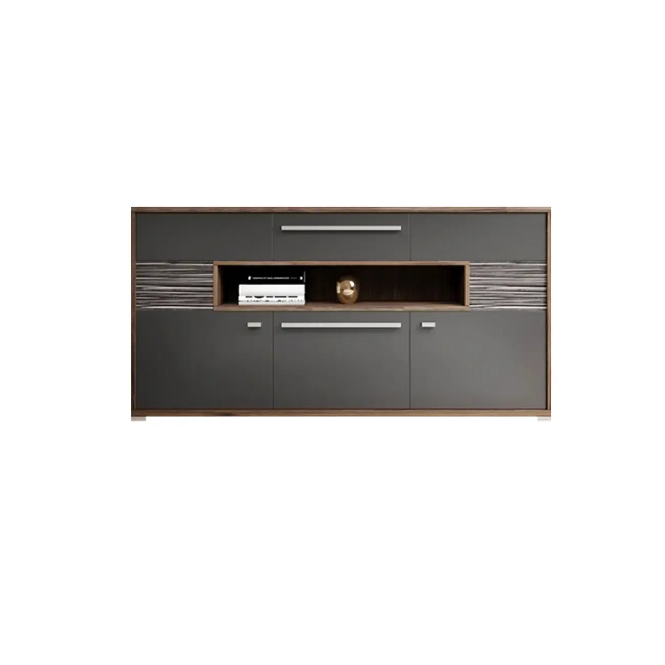 Meuble TV rectangulaire en bois gris avec rangement intégré pour chambre à coucher