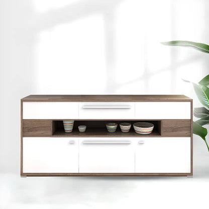 Meuble TV rectangulaire en bois gris avec rangement intégré pour chambre à coucher