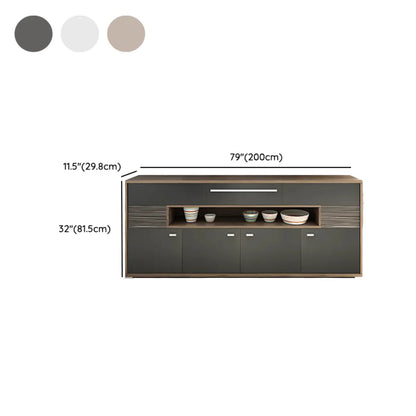 Meuble TV rectangulaire en bois gris avec rangement intégré pour chambre à coucher