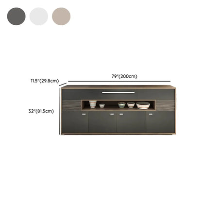 Meuble TV rectangulaire en bois gris avec rangement intégré pour chambre à coucher