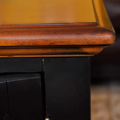 Meuble TV traditionnel en bois d'hévéa avec rangement ouvert et étagères