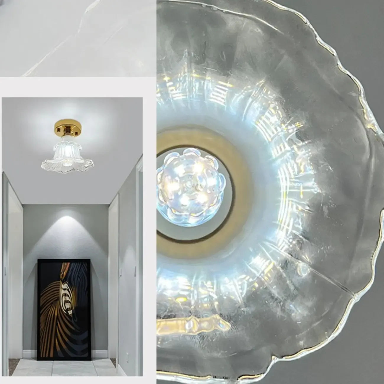 Plafonnier semi-encastré vintage ondulé pour salon