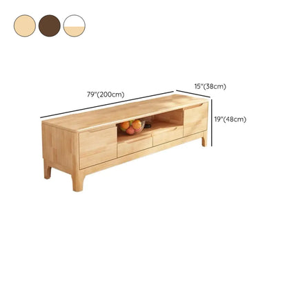 Meuble TV en bois naturel résistant avec gestion des câbles