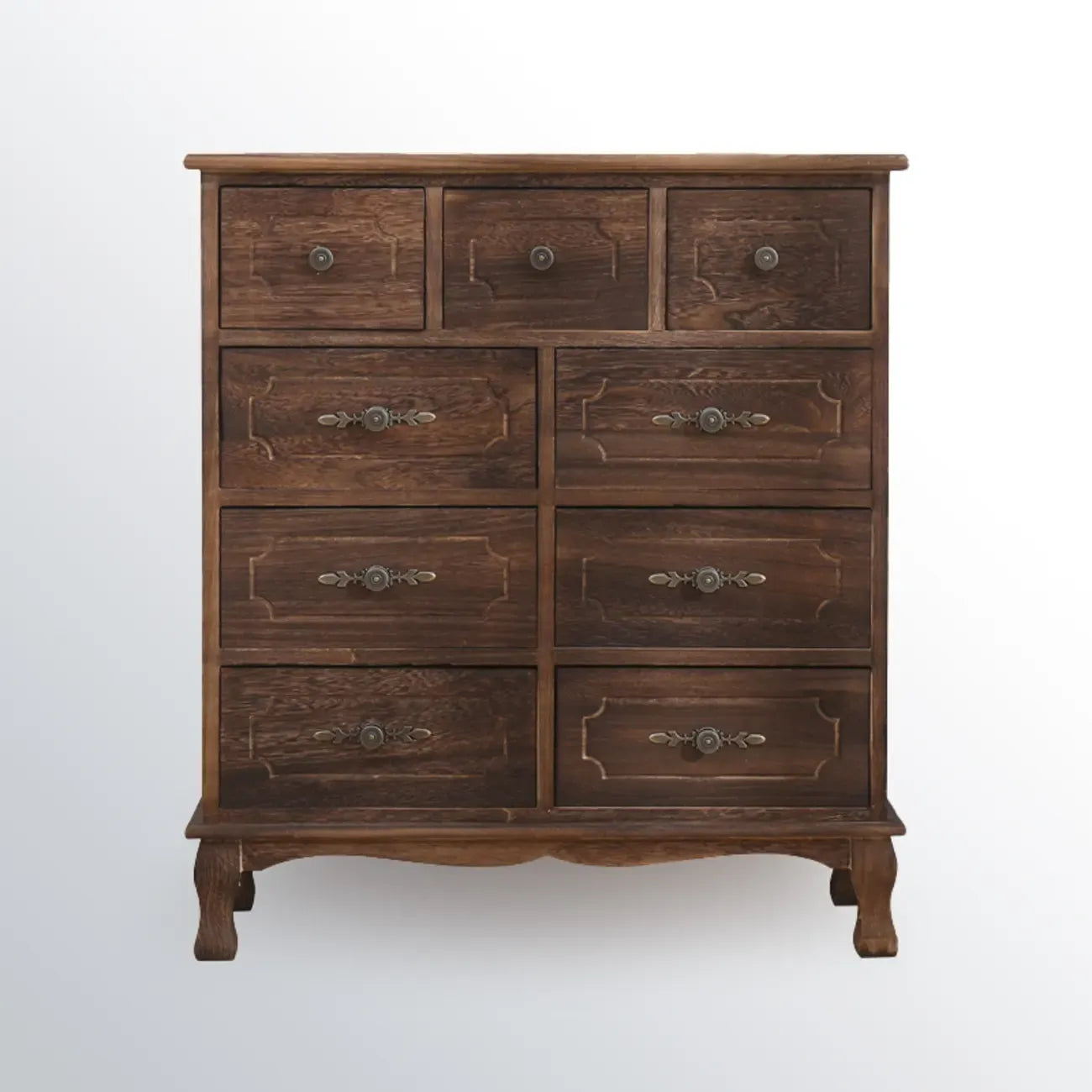 Meuble rustique marron à plusieurs tiroirs en bois pour salon