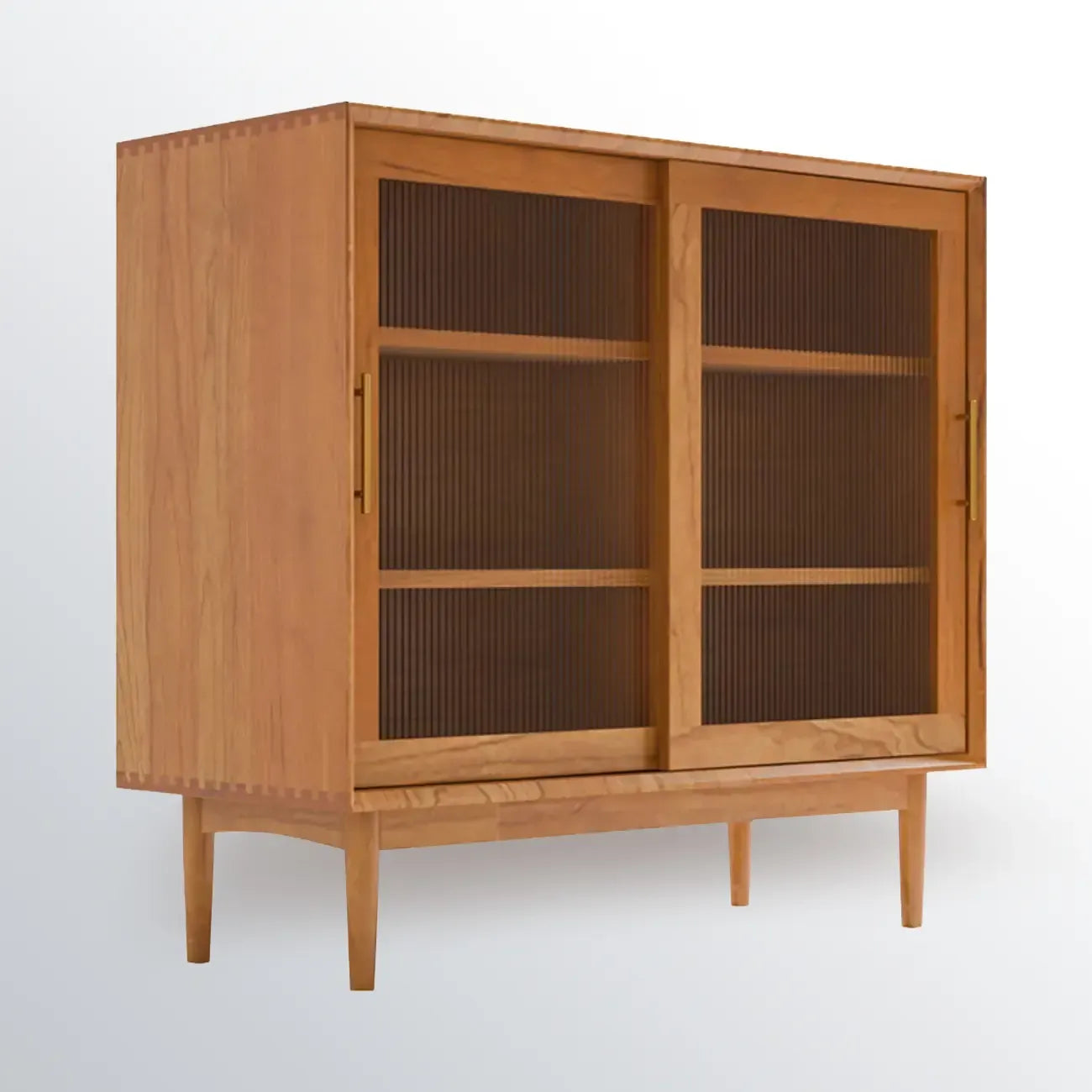 Meuble de cuisine nordique avec portes vitrées et pieds droits