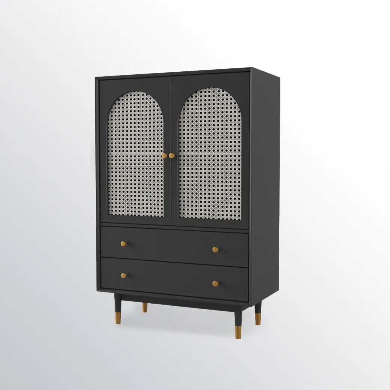 Meuble d'appoint moderne en bois massif beige avec 2 tiroirs