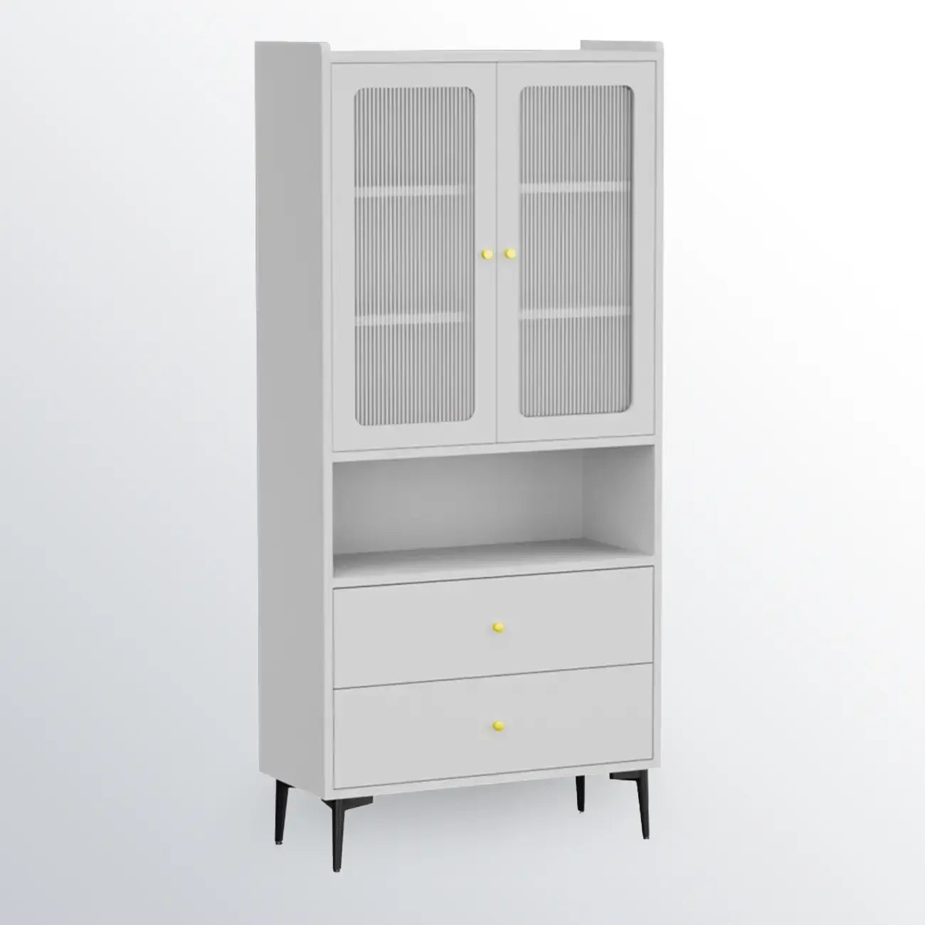 Armoire de rangement moderne noire avec étagère extérieure et tiroirs