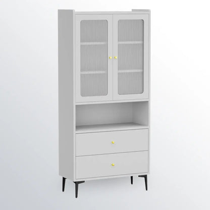 Armoire de rangement moderne noire avec étagère extérieure et tiroirs