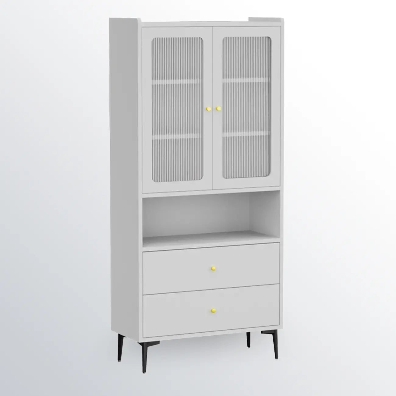 Armoire de rangement moderne noire avec étagère extérieure et tiroirs